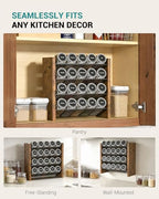 NESAPTO Spice Rack Organizer for Cabinet, Wooden 4 Tier Vertical Seasoning Organizers for Kitchen Pantry, Countertop/Wall Mount, Holds 20 Spice Jars (No Jars Included),10.3" W × 9.4" H - size: Holds 20 Jars, 10.3"W × 9.4"H