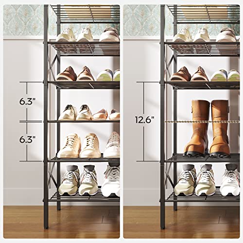 YATINEY 8 Tier Shoe Rack, Shoe Storage Organizer, Large Capacity Shoe Shelf Holds 32 Pairs of Shoes, Sturdy and Stable, for Entryway, Hallway, Closet, Dorm Room, Rustic Brown SS08BR - color: Rustic Brown + Black, size: 27.8" x 10.8" x 52.6"