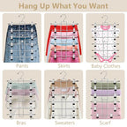 Pants Hangers with Clips,Space Saving Hanging Closet Organizer-6 Tiers Skirt Hangers with 360° Swivel Hook,Closet Organizer-Clothes Hangers- College Dorm Essentials Apartment Essentials-2 Pack - size: 2 pack