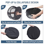 Seiritex Mesh Popup Laundry Hamper 115L Foldable Laundry Basket Extra Large Capacity Collapsible Clothing Storage Basket with Handles 26 H x 18 W x 18 L (Black) - color: Black