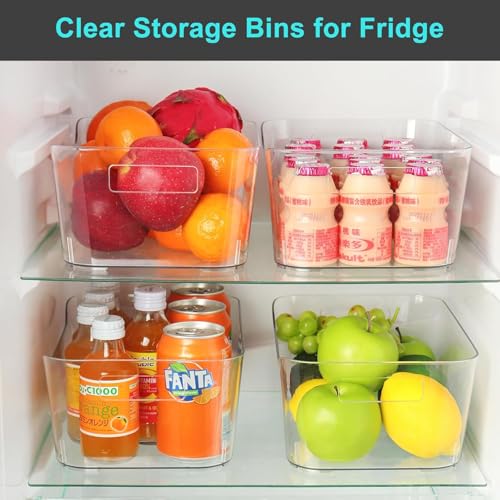 Heyuzb 8 Pack Plastic Organizer Bins and 20 Pcs Freezer Bags Multi-Use Pantry Organizers and Storage Clear Storage Bins for Organizing Kitchen, Fridge, Cabinet and Shelf - size: 8 Pack