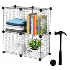 ECHOKRAFTS Wire Cube Storage Organizer, Stackable Closet Storage Basket, 4 Cube Organizer for Closet, Bedroom, Office Stackable Storage Bins, Space Saving Wire Cube Organizer