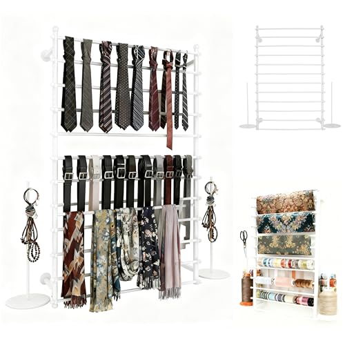 12 Layers 80cm White Wall Display Stand Wrapping Paper Ribbon Organizer Tie Scarf Rack Belt Towel Holder Spool Hijab Stand Metal Shelving for Home, Retail Stores, Flower Shop, Studio, Sewing - color: White, size: L: 31.5 in, H: 47.2 in