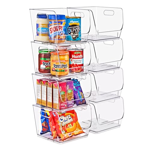 Sorbus Stackable Storage Bins Open Front, Clear Stackable Storage Bins, Pantry Bins for Storage and Organization, Acrylic Stackable Bins for Kitchen, Clear Pantry Organizer Bins (Medium Sqware 8 Pack) - size: Medium Square, style: 8 Pack