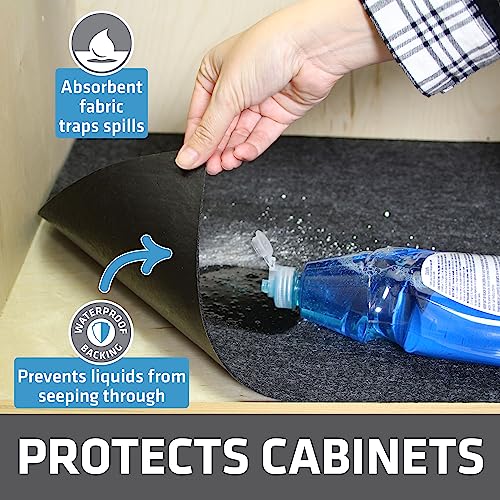 Drymate Premium XL Under Sink Mat, Waterproof Cabinet Protection Mats for Kitchen & Bathroom, Absorbent Shelf Liners, Slip-Resistant, Non-Adhesive, Machine Washable (USA Made)(24”x59”)(Charcoal) - color: Charcoal, size: 24"W x 59"L