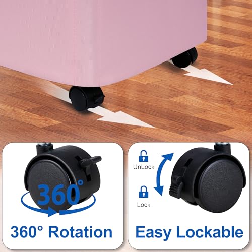 Vincona Slim Laundry Hamper with Lid and Wheels, Small Rolling Laundry Basket with Handle for Small Spaces, Tall Dirty Clothes Hampers for Dorm, Bathroom and Bedroom, 75L, Pink - color: Pink, size: 75L