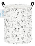 LANGYASHAN Laundry Basket Canvas Fabric Collapsible Organizer Basket for Storage Bin Toy Bins Gift Baskets Bedroom Clothes Children Nursery Hamper (Cat) - color: Round Cat
