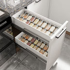 AMBIRD Bamboo Spice Drawer Organizer with Non-slip Mat,4 Tier - 2 Set Jar Spice Rack Tray From 12''to 24'',Hold up 48 Jars Seasoning Organizer for Kitchen,Cabinet,Drawers,Countertop - size: 8 Pcs x 11.8'' W, style: Natural