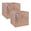 DII Non Woven Polyester Storage Bin, Polka Dot, Pink & Gold, Small Set of 2 - color: Pink & Gold, size: Small Set of 2, 11x11x11" Cube