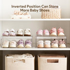 HBlife Clear Acrylic Kids Shoe Rack Baby Toddler Shoe Storage Organizer for Closet Floor Entryway Bedroom, 2 Tier Stackable Small Shoe Rack Shelf Display Stand - size: 2 Tier