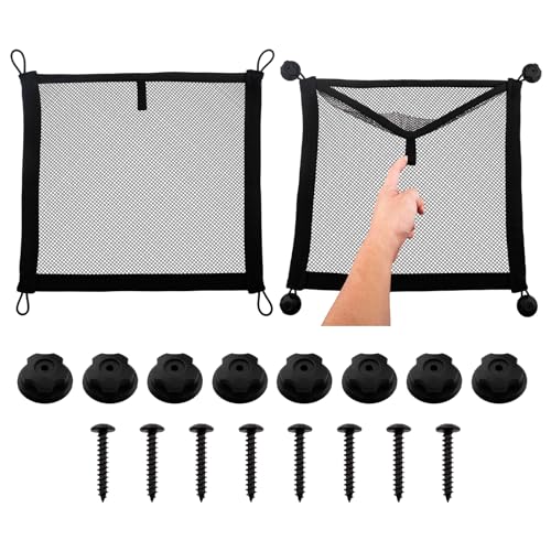 2 Pack Small Cargo Net Pocket Storage Mesh Netting Organizer with 8 PCS Mounting Screws for Car RV SUV Camper Boat 15.7 x 13.8 inches - size: 15.7 x 13.8 inch