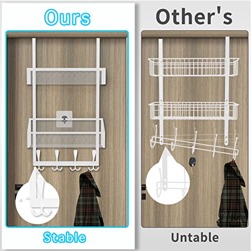 Kaiferty Over The Door Hooks Organizer, Coat Rack Over The Door Storage Hanger Towel Rack, Back of Door Storage Organizer for Bathroom,Bedroom,Kitchen,Office (White, 3-Tier) - color: White, size: 3-Tier