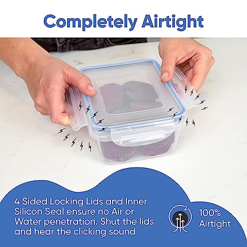 Chef's Path 32 Piece Airtight Food Storage Containers with Royal Blue Easy Snap Lids, 16 Containers and Lids, Stackable Kitchen and Pantry Canisters for Meal Prep and Food Storage -Transparent - color: Pack of 16 - Blue