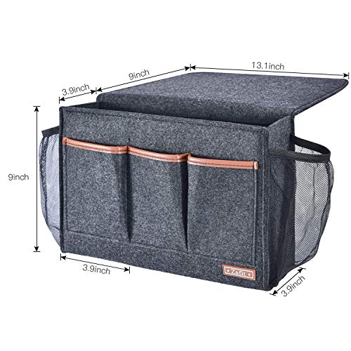 Zafit Bedside Caddy, Large Size Storage Organizer with 8 Pockets - Holds Magazines, Remotes, Phone (13.4'' x 18.1'', Dark Grey) - color: Dark Grey, size: 13.4'' x 18.1'' Large Size