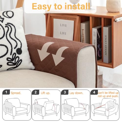 Sofa Armrest Organizer Waterproof Armchair Caddy for Couch Remote Control Holder for Recliner Non Slip Recliner Caddy with 6 Pockets for Magazine, Tablet, Phone, iPad, Coffee - color: Coffee