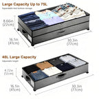 Under Bed Storage with Wheels, 2 Pack 75L Underbed Large Storage Bins with Lid, Adjustable Rolling Storage Containers for Clothes, Shoes, Blankets