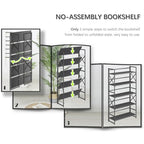 4NM Extra Wide 5 Tiers No Assembly Book Shelves, 51.2" H Folding Bookshelf Bookcase Open Industrial Foldable Shelves for Bedroom, Living Room, Home Office - All Black - color: All Black, size: Wide XX 5-Tier