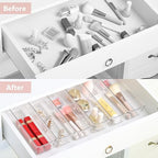 6 Set Clear Plastic Junk Drawer Organizer Vanity Curlery Utensil Makeups Organizer for Kitchen 9''X 3'' - size: 6 Pack 9"x3" Clear Plastic