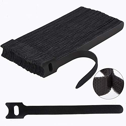 Nettbe 60 PCS 6 Inches Reusable Cable Ties, Adjustable Cord Straps Wire Organizer Cord Wrap and Hook Loop Cable Management - size: 6inches-60pcs