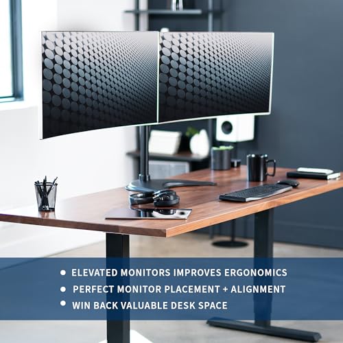 VIVO Dual Ultrawide Monitor Mount, Free-Standing Desk Stand for 2 Screens up to 38 Inches, Heavy-Duty Adjustable Arms, Max VESA 100x100mm, Black, STAND-V038F - color: Black, size: 13" - 38" screens