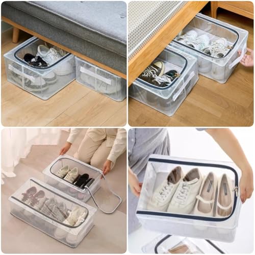 Stackable Storage Boxes with Clear Lids, 15.8-Inch Closet Storage Bins with Metal Frame for Shoe, Boot, ﻿Sneaker (1 Pack, 19Qt, 15.8x11.8x6in) - style: 1 Pack