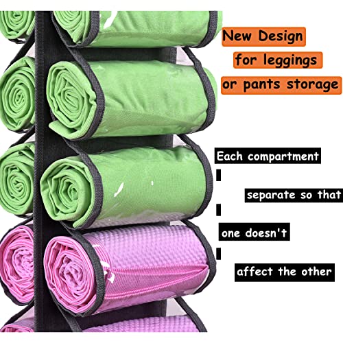 Legging Storage Bag Storage Hanger Can Holds 24 Leggings or Shirts Jeans Compartment Storage Hanger, Foldable Leggings Organizer Clothes Portable Closets Roll Holder (Grey-2) - color: Grey-2