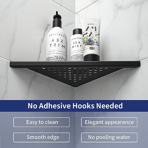 8'' Corner Shower Shelf 2 Pack, 304 Stainless Steel Grout in Bathroom Shelves, Recessed Shelf Rack for Tiled Wall (8'', Black) - color: Black, size: 8''