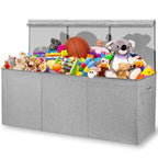 Zebra Baby Extra Large Toy Box Chest for Kids — Collapsible Toy Storage Organizer with Lid, 40" Wide, Removable Dividers, Boys & Girls - color: Grey
