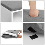 VASAGLE CUSTOS Collection - Storage Bench, Entryway Bench with Cushion, Drawer and Open Compartments, Bench with Storage, Living Room, Bedroom, Closet, White and Gray ULHS24WT - color: White + Gray