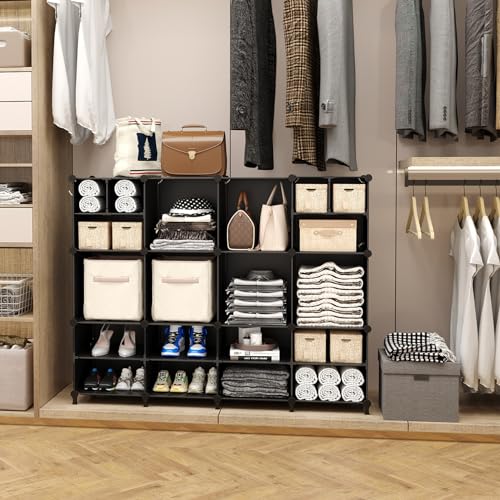 AWTATOS Cube Storage Closet Organizer Storage 12 Cube Shelves, Large and Small Cubes, DIY Portable Closet Clothes Storage Shelfs for Home, Bedroom, Black - color: Black