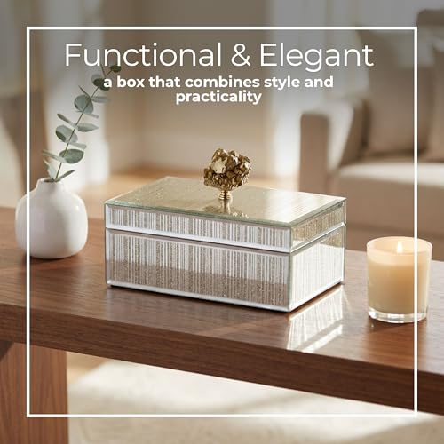 Decorative Storage Box for Home Decor – Modern Jewelry Box with Lid and Statement Handle for Living Room, Bathroom, or Office Display – Stylish Accent Organizer for Gifts or Keepsakes – 5" White