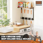 Broom Holder Wall Mount with Cleaning Supplies Organizer, Laundry Room Organization and Storage Shelves, Mop Hanger Broom Rack with Hooks, Home Improvement Kitchen Shelf Garage Organizer - size: Small