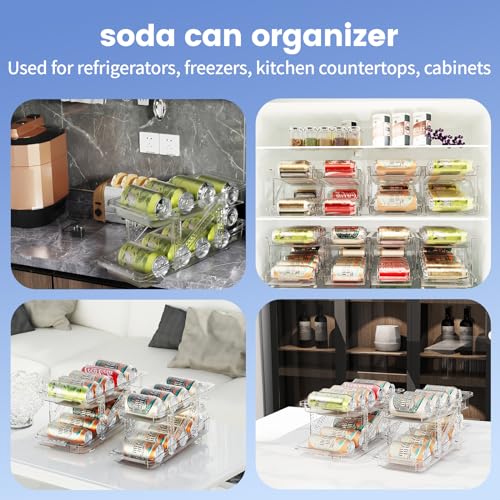 Jsyrjing Drink Organizer for Fridge Soda Holder for Refrigerator Can Dispenser,Adjustable Width Can Holders for Fridge Suitable for Storage Cabinet and Pantry Clear (2 Pack) - size: 2 Pack