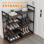CSXGBAB Black Tubes Closet Shoe Rack, Boot Rack, 5 Tier Oxford Fabric Shelf, Easy Assembly, Sturdy and Durable, Holds Up to 30 lbs