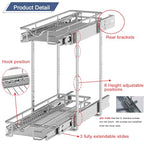 DINDON Pull Out Cabinet Organizer (7-1/2" W x 21-1/2"D), Cabinet Pull Out Shelves, 2 Tier Pull Out Drawers for Kitchen Cabinets, Wire Basket Slide Out Shelf for Cabinet Organization - size: 7-1/2"W X 21-1/2"D