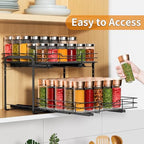 RCHYFEED Spice Rack Organizer for Cabinet, 2 Tier Slide out Spice Organization for Inside Cabinets & Pantry, Heavy Duty Adjustable Metal Spice Racks for Seasoning Organizer (13.5" Wx10.5 Dx9.5 H) - size: 2 Tier-13.5''Wx10.5''Dx9.5''H