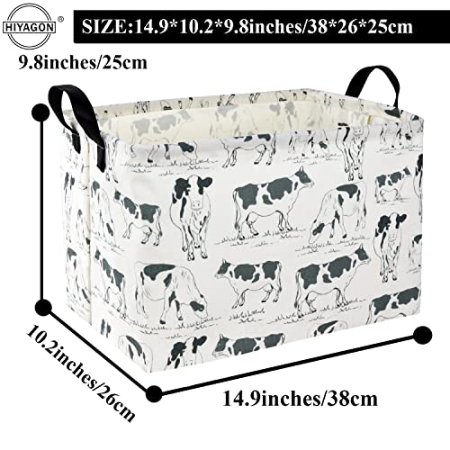HIYAGON Cow Print Storage Bin - Kids Gift Basket, Rectangular Room Decor for Home, Books - color: Cow Basket