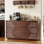 Ieejdn 55.12" Modern Chest of Drawer, 6 Deep Drawers,Clothes Organizer,Large Storage Cabinet for Living Room, Bedroom,Dresser TV Stand, Wood Drawer Organizer for Living Room, Hallway, Umber