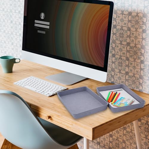 Welaxy 2-piece Office desk drawer organizer tray letter-size documents A4 paper book file Folder Holder storage bins ( Glacier Gray) - color: Glacier gray