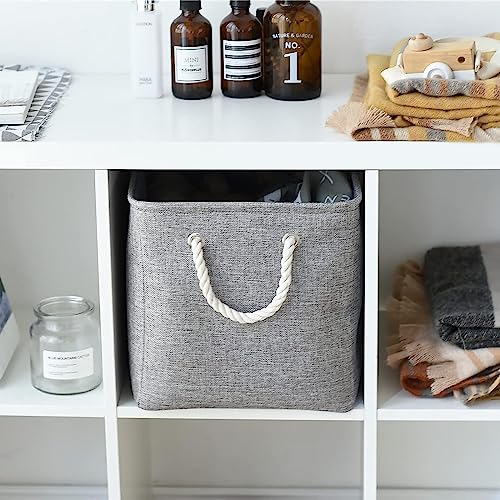TheWarmHome Storage Basket for Organizing - 16x12x12 inch 3 Pack Fabric Storage Cubes, Cube Storage Bin for Shelves Closet Organizer Cloth Gift Toy (Grey) - color: Grey, size: 3PCS/Large Cube - 16L×12W×12H