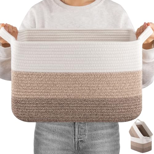 OIAHOMY Woven Storage Basket, Cotton Rope Baskets for Toys,Towel, Clothes, Used to Bathroom,Living Room,Nursery,Bedroom, 16"x12"x10"- Pack of 3, Gradient Yellow - color: Gradient Yellow, size: 3 pcs-16”x12”x10”