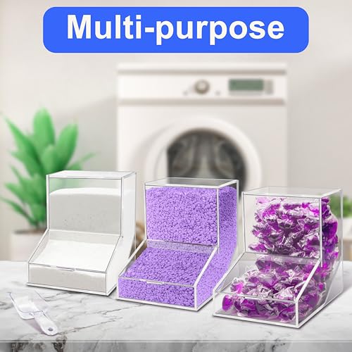 Laundry Pods Container with Spoon, Acrylic Candy Dispenser with 2 Lid, Dishwasher Pod Holder, Laundry Detergent Container, Laundry Organization for Laundry Room, kitchen, Office Used- Stand, 1pcs - color: 1pack