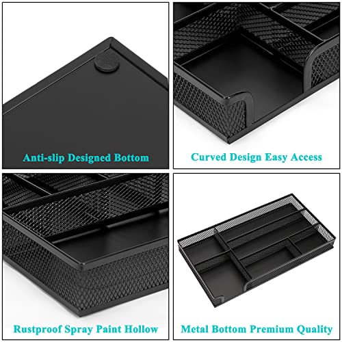 Drawer Organizer, Desk Organizer, Black Metal Mesh Drawer, Desk Drawer Organizer for Home Office and School,11.02X 6.10 X 1.38 Inch,Black - color: Black M