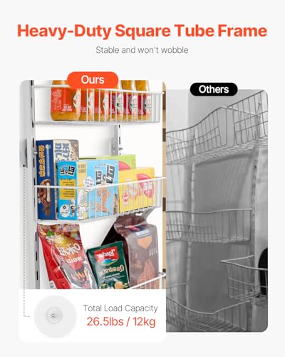 VEVOR Over the Door Pantry Organizer, 8-Tier Pantry Organization and Storage, Heavy-Duty Steel Hanging Spice Rack, Adjustable Wall Seasoning Shelves, for Home Kitchen Laundry Room Bathroom, White - color: White, size: 8-Tier