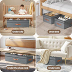 Dayacoco Under Bed Storage with Wheels, 2Pack 71L Under the Bed Storage Containers, Adjustable Underbed Drawer with Lids, Underbed storage Rolling Bin for Shoes, Clothes, Blankets, Grey - size: 8.5-11.5 inch height-grey
