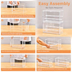 Freebat Clear Acrylic Display Case for Collectibles - 3-Tier Adjustable Figure Display with Magnetic Door & Removable Shelves,Stackable Dispaly box for Figures - 2 Pack - size: 2pack