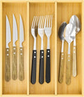 Bamboo Utensil Organizer for Kitchen Drawers, Utensil Tray and Cutlery Silverware Holder,Wood Drawer Dividers with 3 Slots - size: 3 Slot