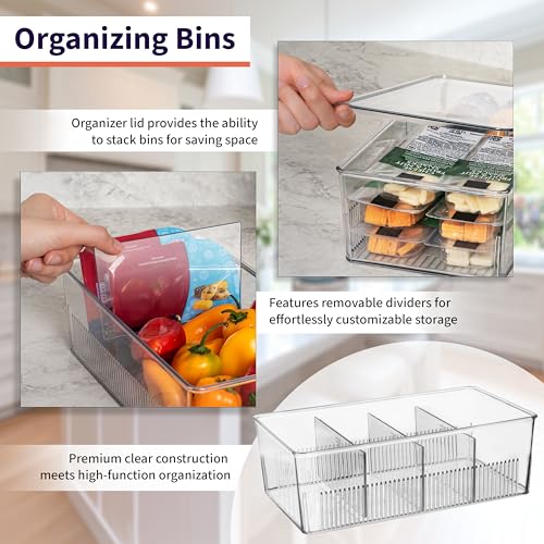 ClearSpace Pantry Organization and Storage Bins with Removable Dividers & Lids – Perfect Pantry Organizers or Kitchen Organization – Refrigerator Organizer Bins, Cabinet Organizers, 4 Pack - size: 10" x 6" x 3" - 4 Pack