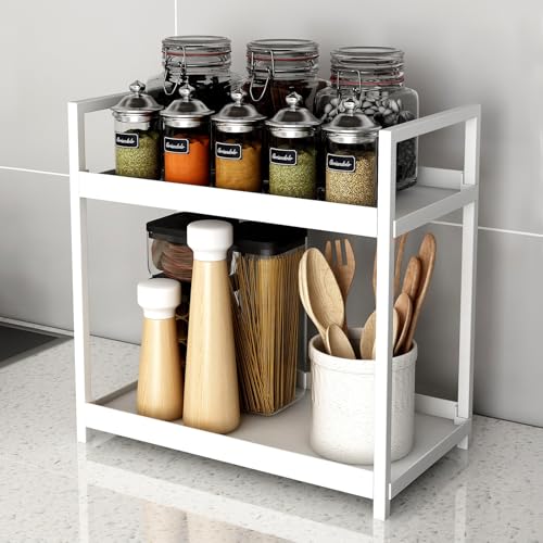 Bathroom Counter Organizer 2 Tier Vanity Storage Countertop Shelf Makeup Organizer Perfume Tray Skincare Holder for Sink, Dresser, Kitchen, Large White - color: White, size: Large
