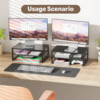 Ekisemio 2-Tier Computer Monitor Stand Riser, Desk Organizer for Monitor, Black